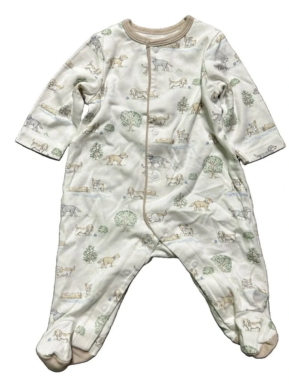 Baby Footie Pajamas Dogs Bears 2 Way Zipper Size 0-3 Months
